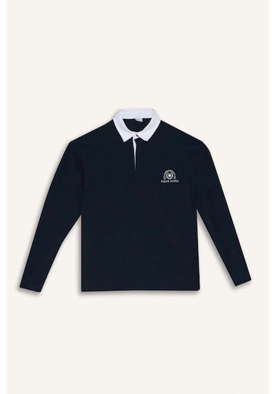 Defacto Defactofit Boxy Fit Gömlek Yaka Sporcu Sweatshirt F4396ax25aunv253 Lacivert