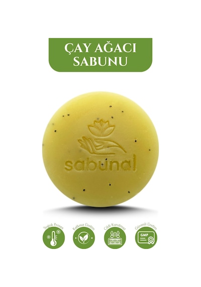 Sabunal Çay Ağacı Sabunu 2 Adet - Akne ve Leke Karşıtı Cilt Görünümü Düzenleyici Doğal Sabun
