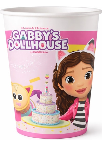 Gabby S Dollhouse Temalı 8-9 Oz Karton Parti Bardağı - Doğum Günü Malzemeleri 100 Adet Diğer