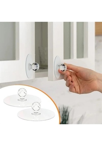 Kendinden Yapışkanlı Kristal Kulp Askısı - 2 Adet, Çok Amaçlı Kullanım