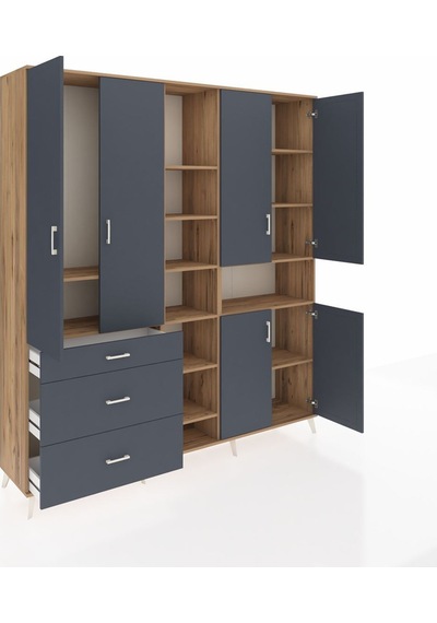 Hyperion Dolap 13 Raflı 3 Çekmeceli 6 Kapaklı 220x44x243 Çam-antrasit/antrasit Çok Renkli Hyperion Dolap 13 Raflı 3 Çekmeceli 6 Kapaklı 220x44x243 Çam-antrasit/antrasit Çok Renkli