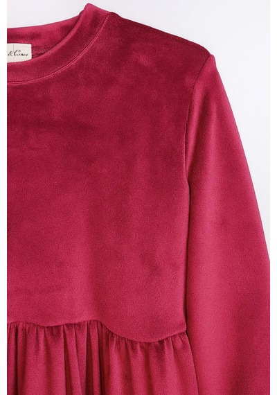 Angel&co. Girls Clothing Kadife Kız Çocuk Midi Elbise Bordo Bordo
