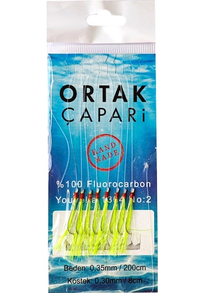 Ortak Çapari Youvella İğne 8 Köstek Fluorocarbon Çapari - Açık Yeşil Uv