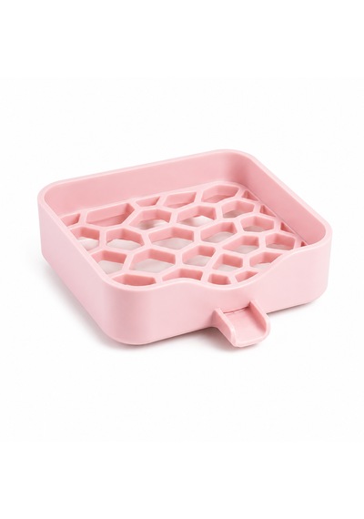 Lavabo Üstü Sünger Ve Sabun Düzenleyici Drenajlı Mutfak Lavabo Organizeri Petek Tasarımlı Pembe