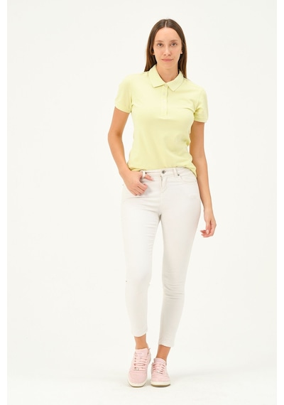 Msw Kadın Kısa Kollu Regular Fit Polo Yaka T-shirt Sarı
