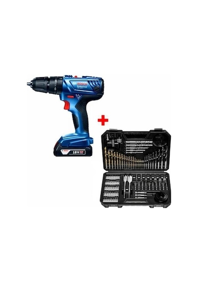 Bosch GSB 180-LI 18V 2AH Darbeli Tek Akülü Vidalama Şarjlı Matkap + 103 Parça Karışık Aksesuar Seti