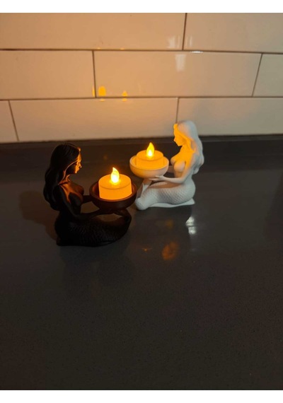 3dprototürk Dekoratif Denizkızı Led Mumluk Siyah