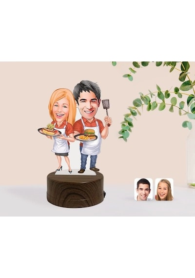 Kişiye Özel Sevgililer Karikatürlü Dekoratif 3D Biblo Led Işıklı (481495593)