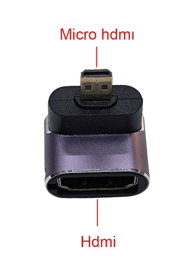 Mikro Hdmi 8k Uhd L Tipi 90 Derece Dönüştürücü Mikro Hdmı -hdmi Çevirici Dirsek