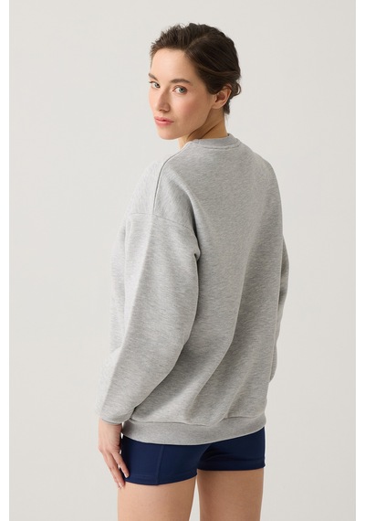Los Ojos Gri Melanj Geniş Kalıp Bisiklet Yaka Sweatshirt Crew Neck Gri Melanj Gri Melanj