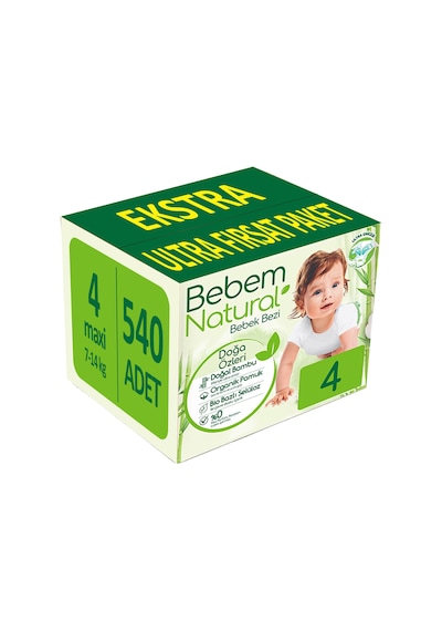 Bebem Natural Bebek Bezi 4 Numara Maxi 540 Adet 6'lı