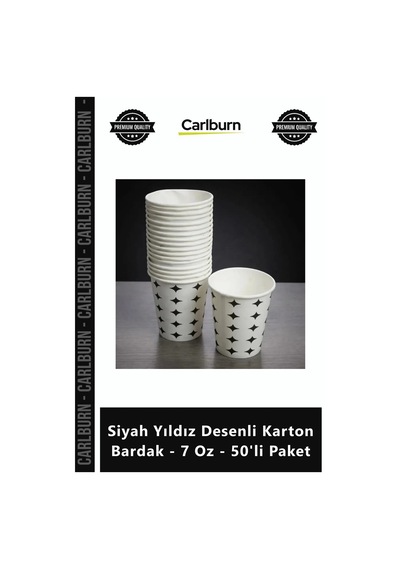 Özel Üretim Kaliteli Sızdırmaz Kağıt Kahve Siyah Yıldız Desenli Karton Bardak 7 Oz 50'li Paket Diğer