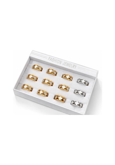 Fashion Jewelry 2 Gümüş Işıltılı Stil Yüzük Model De41ca Çok Renkli