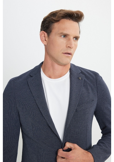 Ac&co Erkek Lacı Slim Fit Dar Kesim Mono Yaka Desenli Torba Cepli Ceket