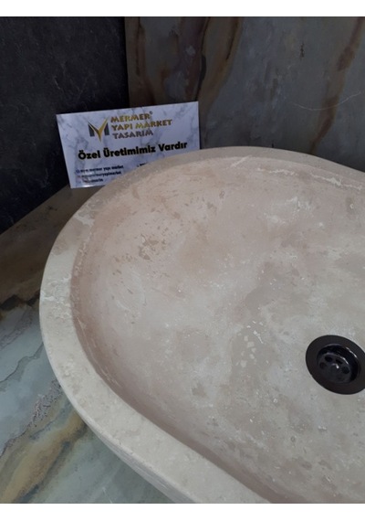 Traverten Oval Dikdörtgen Lavabo