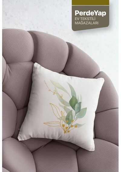 Sade Modern Tasarımlı Yeşil Yapraklar Desenli 4lü Kırlent Kılıfı