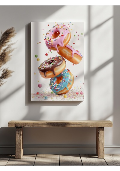 Renkli Donut Ev Ofis Mutfak Salon Duvar Dekorasyon Kanvas Tablo