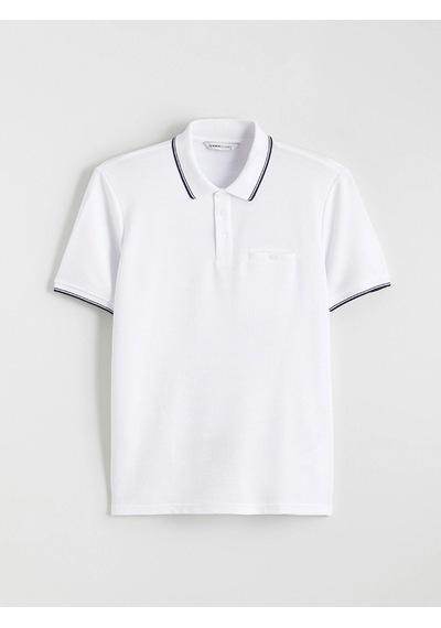 LC Waikiki Lcwaıkıkı Classic Beyaz Polo Yaka Erkek Dokulu Tişört Buxe Whıte