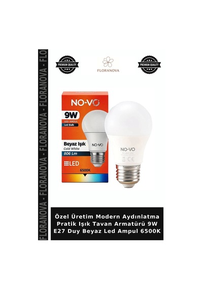 Özel Üretim Modern Aydınlatma Pratik Işık Tavan Armatürü 9w E27 Duy Beyaz Led Ampul 6500k