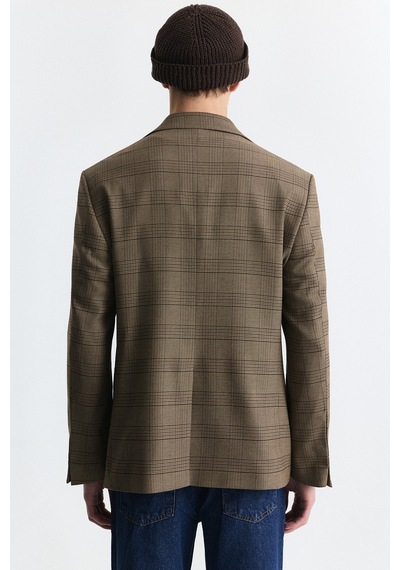 Antioch Ekose Relax Fit Blazer Ceket Camel