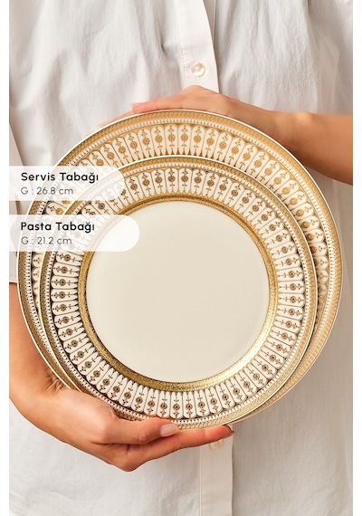 Emsan Empire Bone Imperial 55 Parça 12 Kişilik Yemek Takımı Gold Altın