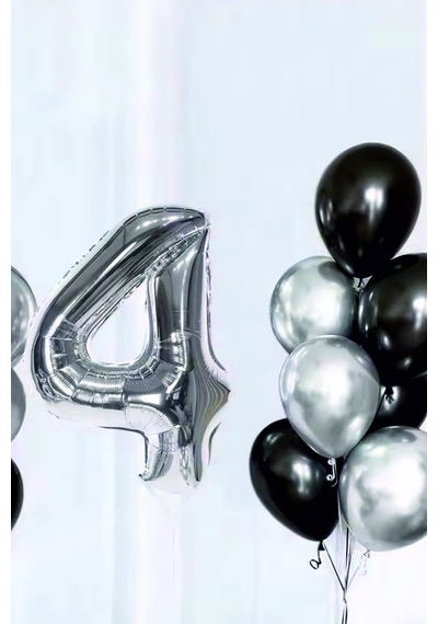 Rakam Folyo Balon Gümüş 102cm 40inç 4