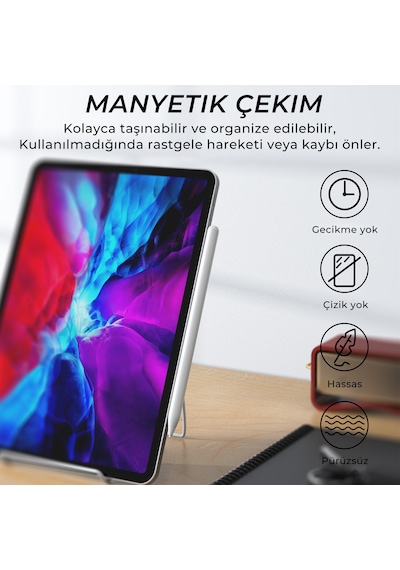 Bluetooth Stylus Pen Manyetik Çekim Destekli Apple Uyumlu iPad, & Android Kalem