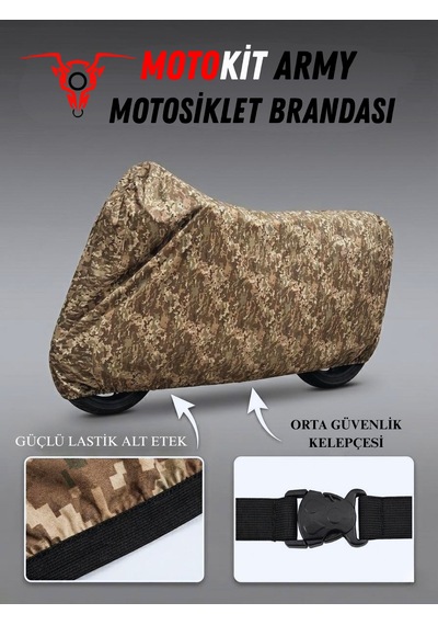 Army Kamuflaj Desenli Suya Ve Güneş Işınlarına Dayanıklı Motosiklet Brandası