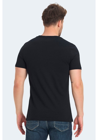 Slazenger  Ravid In Erkek Baskılı Siyah Tişört