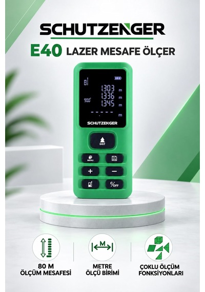 E40 Lazer Mesafe Ölçer 80 Metre Dijital Hassas Ölçüm Cihazı Çok Fonksiyonlu Yeşil Dwr