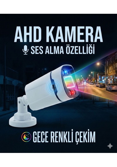 Gece Renkli Sesli Kamera 5mp Sony Seculensli 1080p Full Hd Ahd Güvenlik Kamerası - 4x Ultra Warm Led Colorvu - Pl