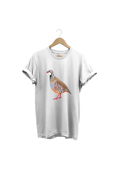 Avcılık Keklik Avcılığı Keklik Kuşu Baskılı Regular Fit %100 Pamuk Beyaz T-shirt Beyaz