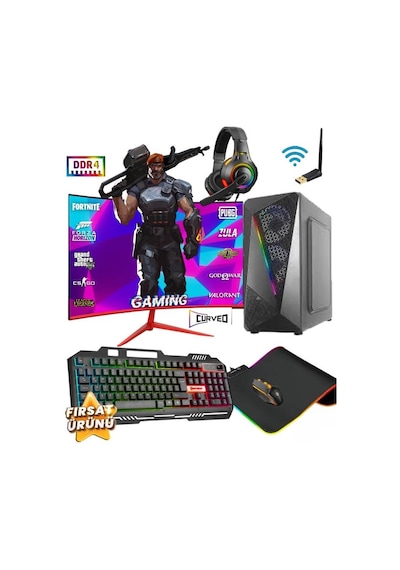 Ramtech PRİZMA R5-5600 16 GB 512 GB SSD 8 GB RX580 23.6" Free Dos Masaüstü Oyuncu Bilgisayarı