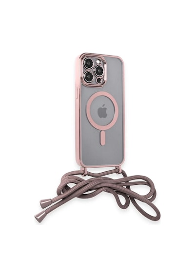 Apple iPhone Uyumlu  12 Pro Max Uyumlu Kılıf Divo Lazer Askılı Magsafe Kapak - Pembe