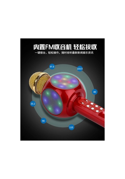 Karaoke Mikrofon Bluetooth Özellikli Çocuk Mikrofonu Karaoke Işıklı Mikrofon 1816 Kırmızı Kırmızı