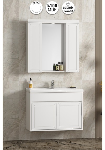 Çuha 80 Cm Beyaz Mdf Pk-109 Asma Banyo Dolabı Takımı Beyaz Çuha 80 Cm Beyaz Mdf Pk-109 Asma Banyo Dolabı Takımı Beyaz