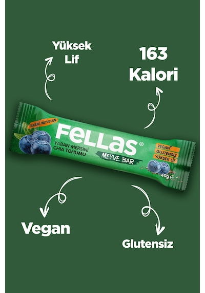 Fellas Meyve Bar 40 G Süper Ikili Kutu 24 Adet - Antep Fıstıklı X 12 Adet + Yaban Mersini X 12 Adet
