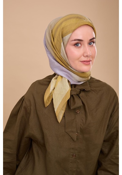 Silk Home Olinda İpek Eşarp 47005-23 Yağ Yeşili, Gri, Asit, Lila, Haki