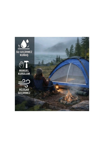 Buffer 3 Kişilik Manuel Kamp Çadırı Düz Kapılı Outdoor Aile, Doğa, Piknik Ve Kamp Çadırı 200x150x Yeşil