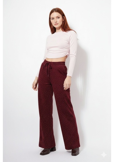 Unika Boutique Taşlı Pantolon Bordo