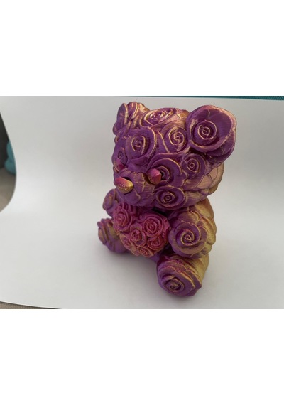 Romantik Dekoratif Gül Ayı Biblo Sevgiliye Hediye Altın-mor Rose Bear Altın Mor Ve Kırmızı 01