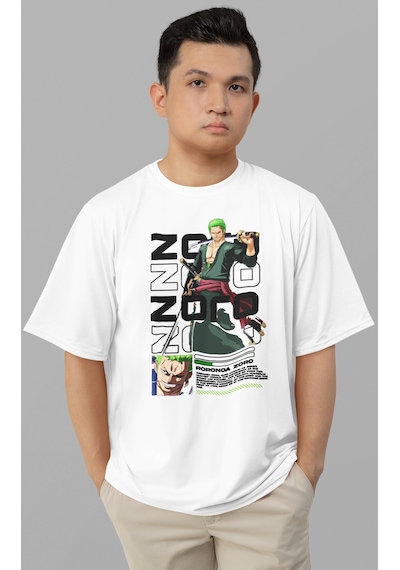Roronoa Zoro One Piece Baskılı Unisex Oversize Anime Karakter Tiş Beyaz