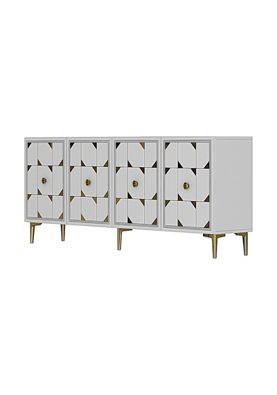 Ka1523bg Moka Konsol Ve Tv Sehpası Beyaz-gold 150cm