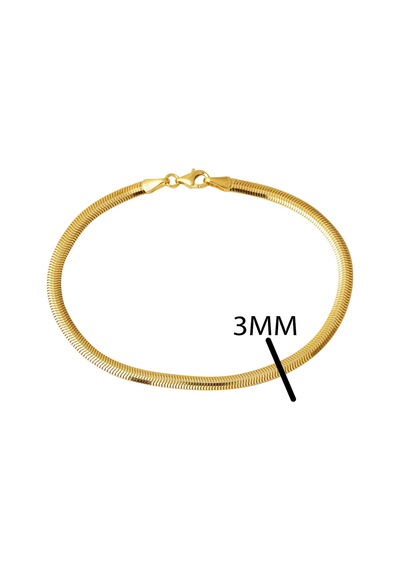 Bilezikci Balıksırtı İtalyan 14 Ayar Altın Bileklik 3 Mm. Enli Sarı Sarı Altın