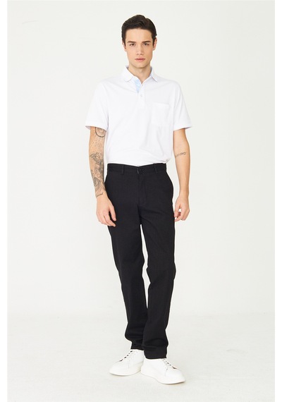 Siyah Premium Dokulu Klasik Pantolon Siyah