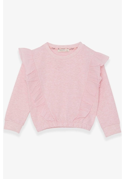 Breeze Kız Çocuk Sweatshirt Beli Lastikli 4-8 Yaş, Somon Melanj Somon