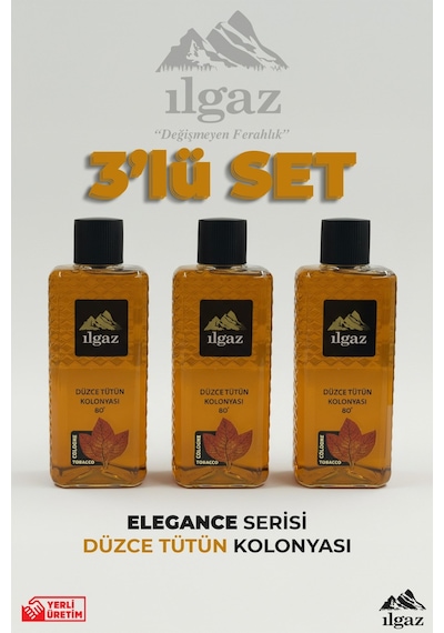 Ilgaz Düzce Tütün Kolonyası 3'lü Set 80 Derece 400 Ml Elegance Series