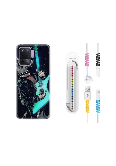 Oppo Reno 5 Lite Kılıf Kablo Koruyuculu Dog Guitar 1789