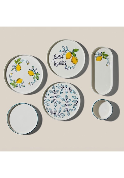 Nehir Sour Lemon 6 Kişilik 15 Parça Seramik Kahvaltı Takımı Beyaz