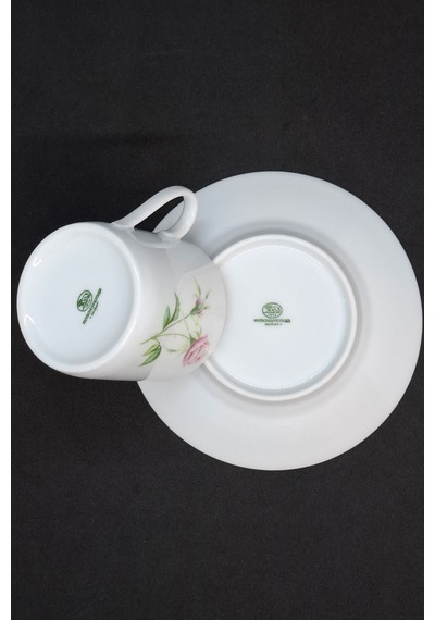 Rosier Temalı Kahve Fincanı Ve Tabağı 140 Ml Yeşil